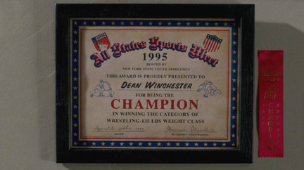 Dean's wrestling award.